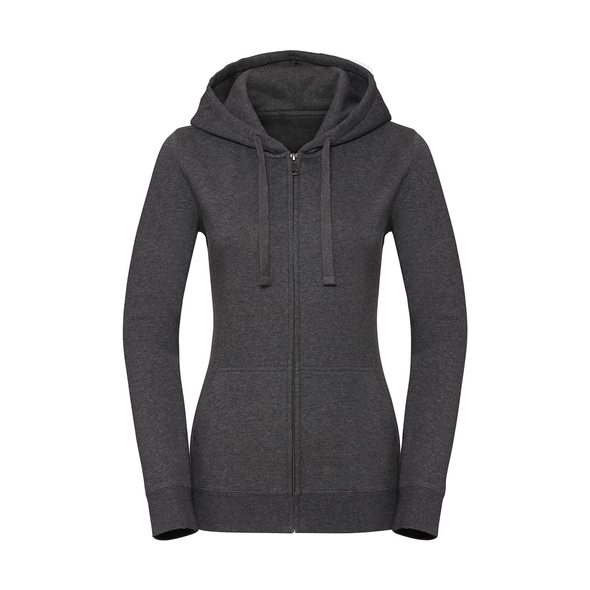 Russell Europe | Authentiek gemêleerd damessweatshirt met capuchon en ritssluiting Russell Europe | Authentiek gemêleerd damessweatshirt met capuchon en ritssluiting